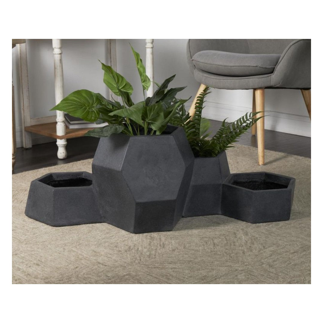Dark Gray Resin Indoor Outdoor Planter