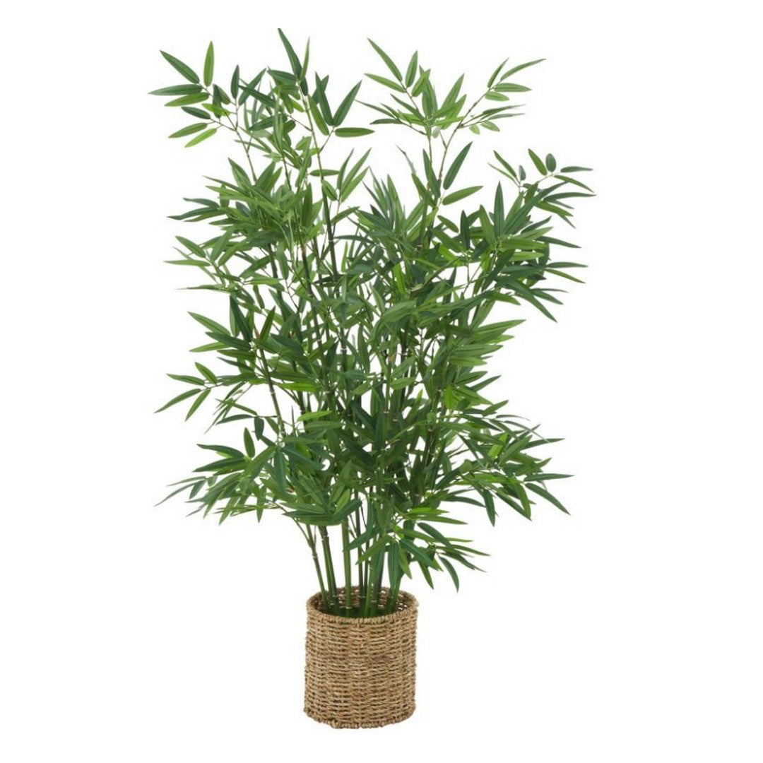 Green Faux Foliage Indoor Outdoor Artificial Tree with Realistic Leaves and Brown Seagrass Pot
