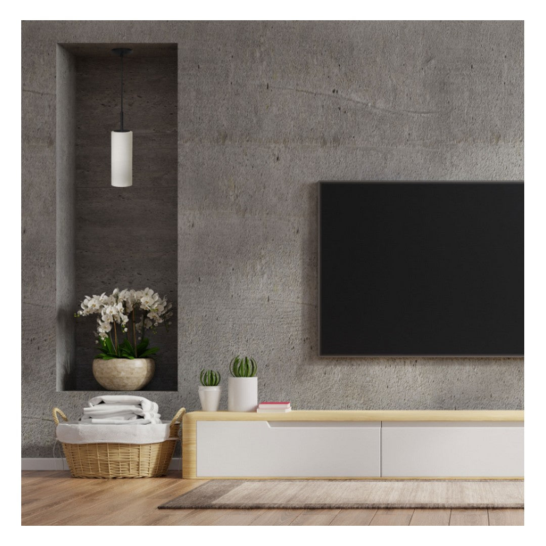 1LT Incandescent Pendant, MB w/ WH Glass