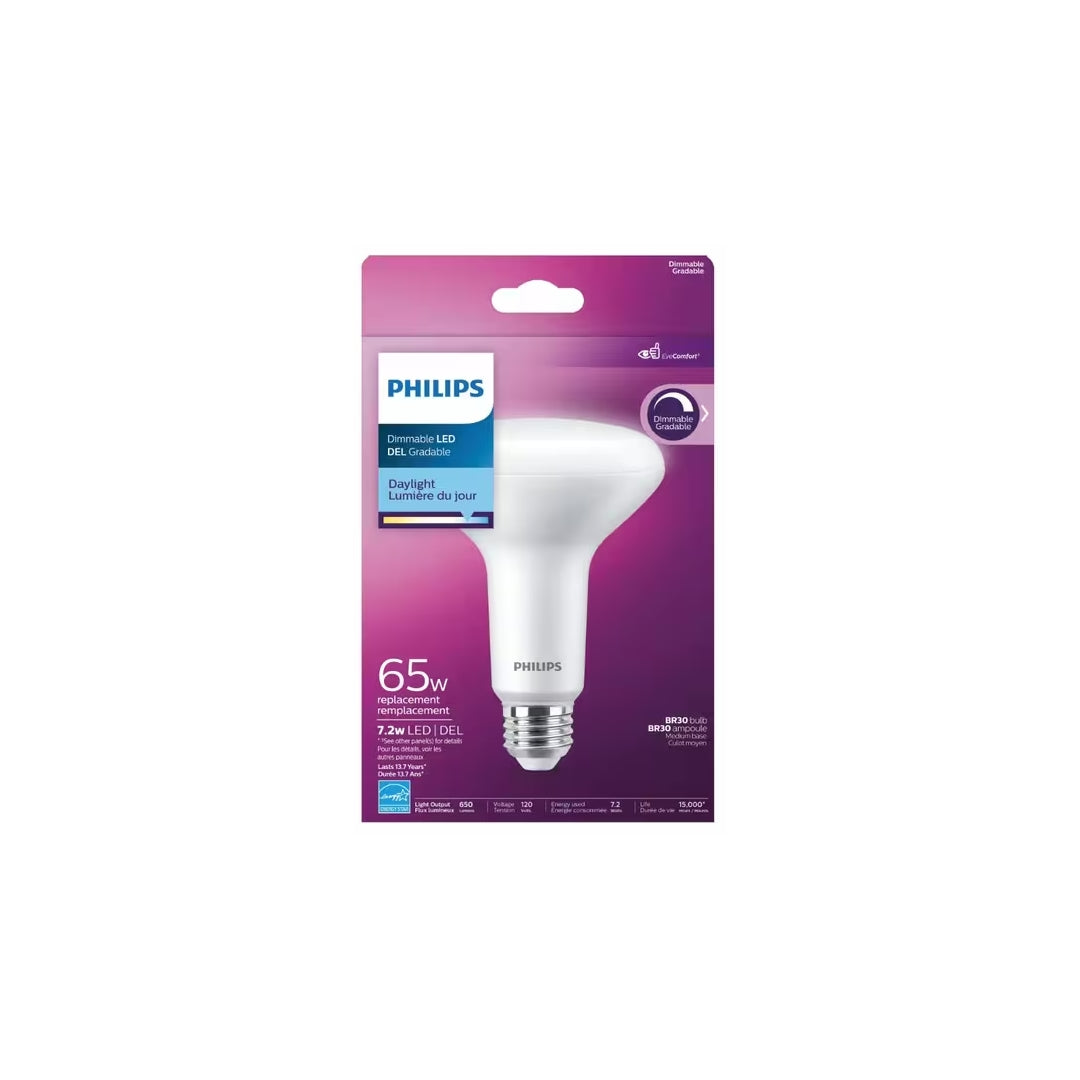 PHILIPS 7.2W BR30 Medium Base Daylight Dimmable LED Light Bulb