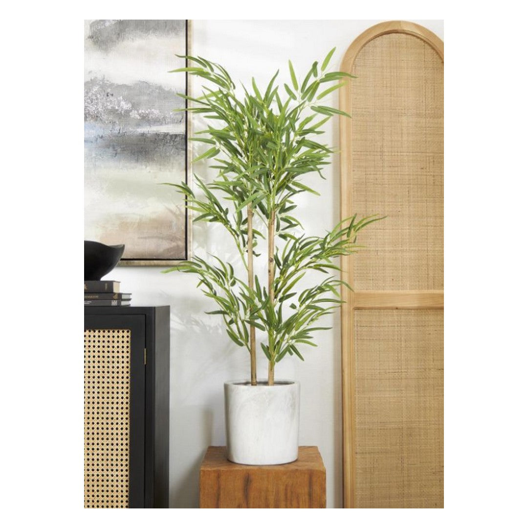 Green Faux Foliage Bamboo Tall Indoor Outdoor Artificial Tree with Black Pot