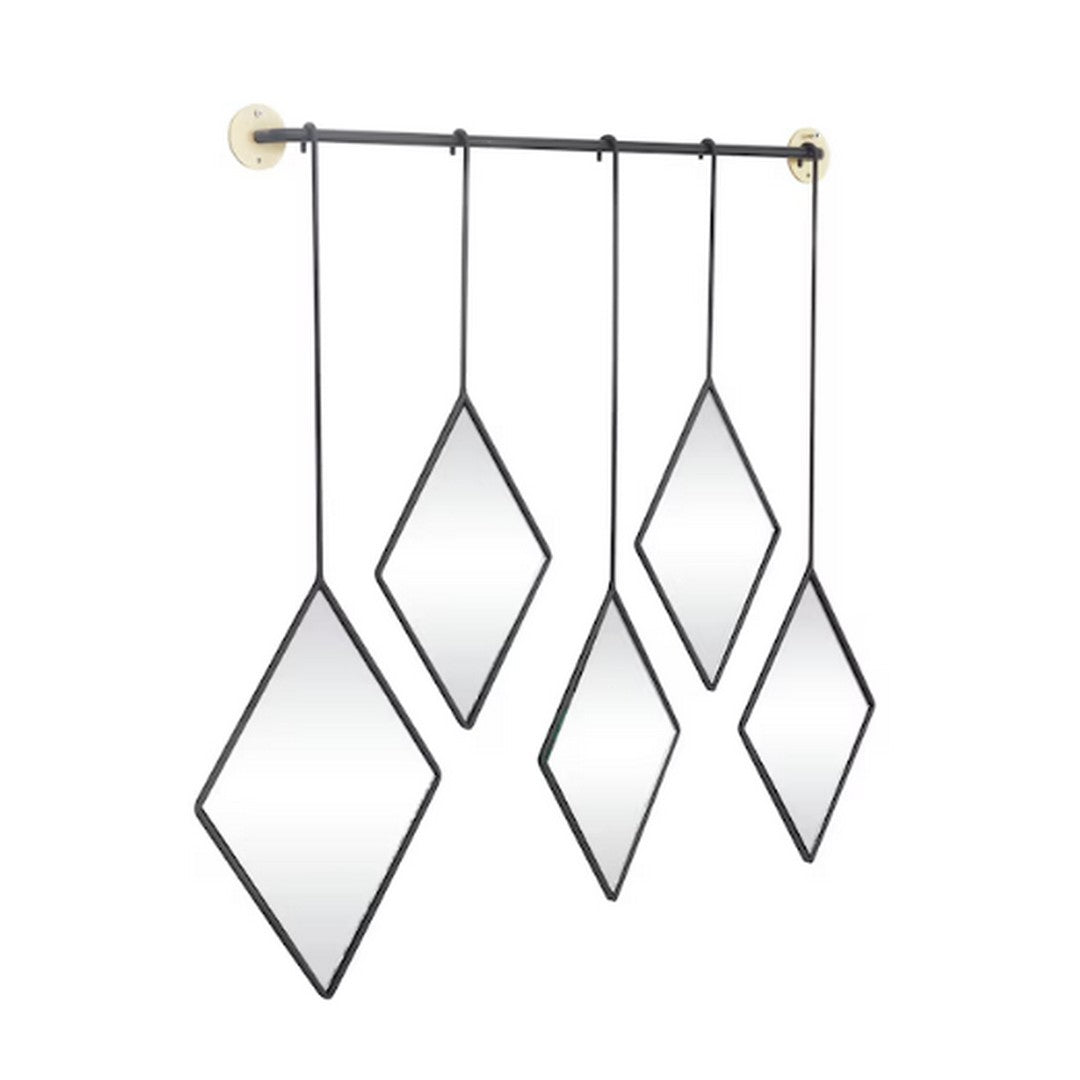 Grayson Lane 27-Inches W x 27.0-Inches H Diamond Black Diamond Shapes with Hanging Bar Framed Wall Mirror