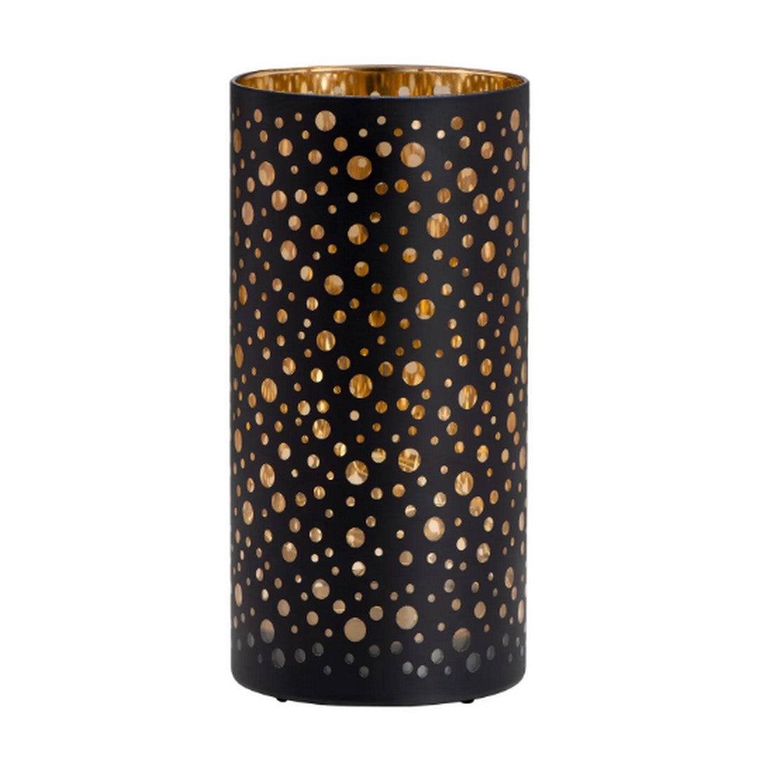 Silhouette Dot Design Black Glass 4x8" LED Hurricane Lamp