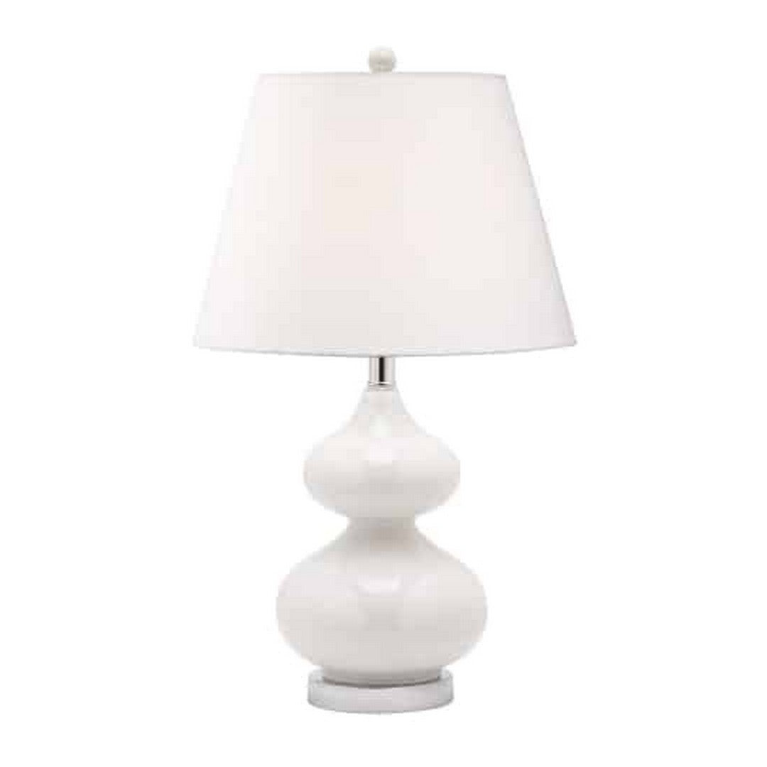 1-Light Incandescent Table Lamp with White Glass and White Shade
