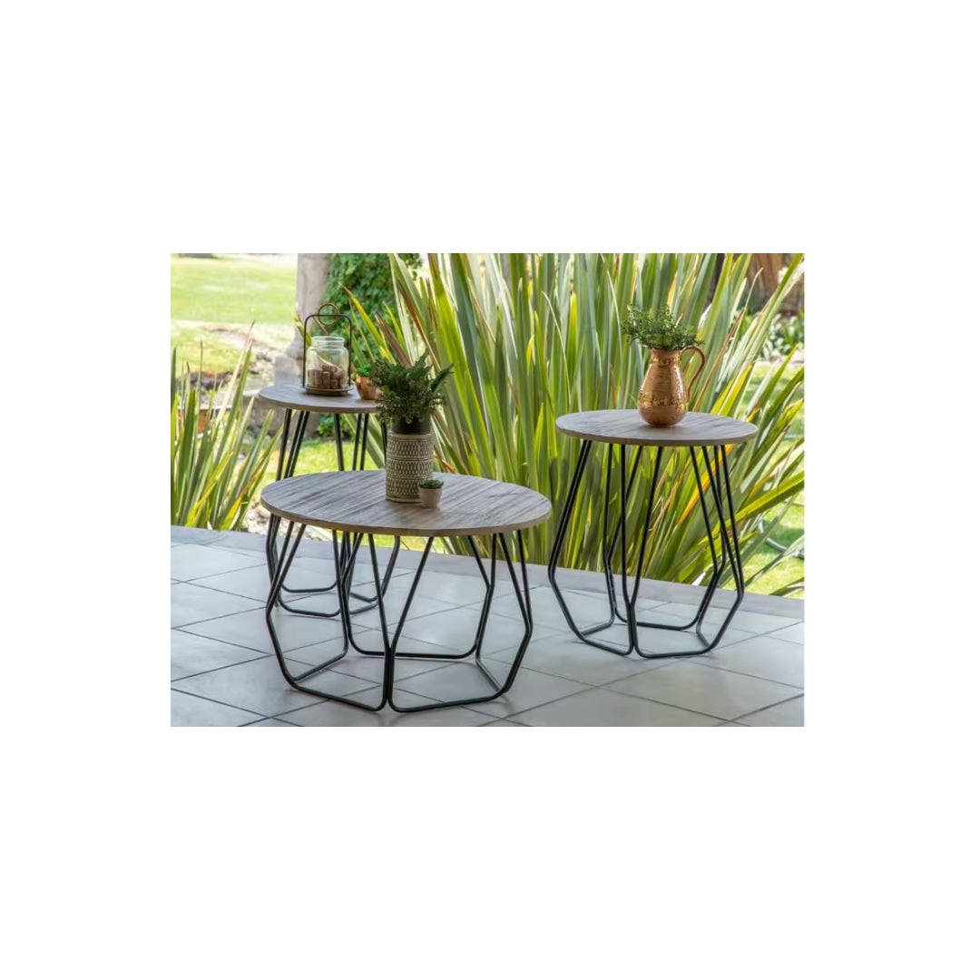 IFD INTERNATIONAL FURNITURE DIRECT Anvil Round End Table with Iron Base
