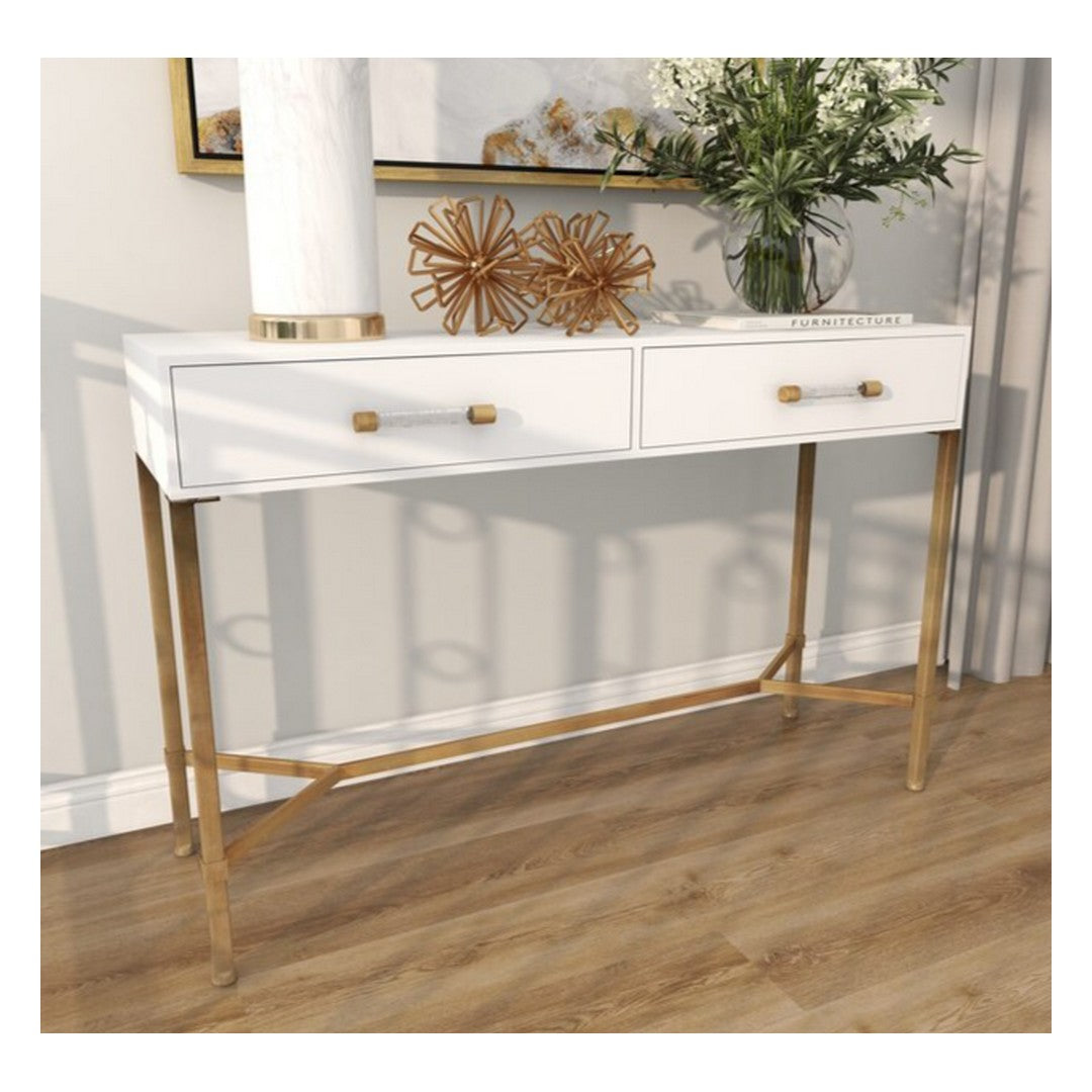 White 2 Drawers Console Table