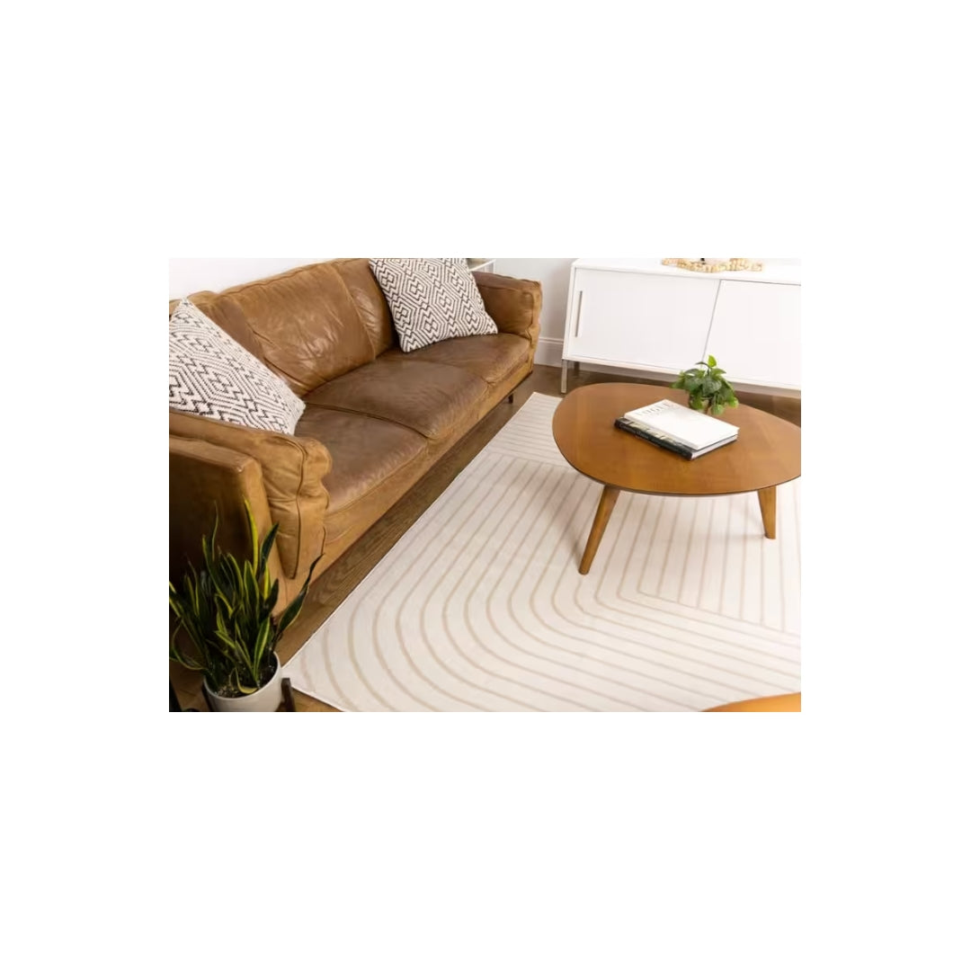 INSTYLE Washable Collection 5' x 8' Modern Area Rug - Cream