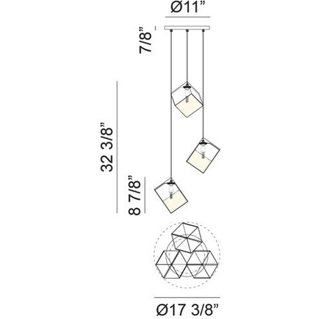 Cube 3 Light Pendant *STORE DISPLAY*