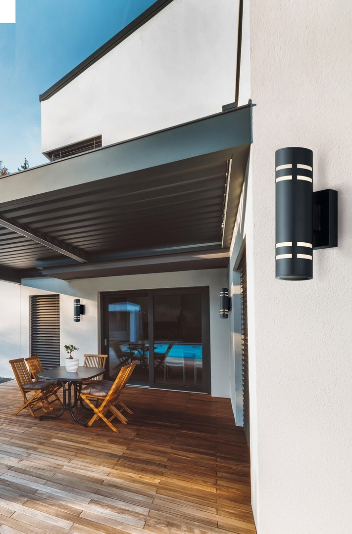 Tay Outdoor Cylindrical Upward & Downward Light Fixture - Black, 13" *STORE DISPLAY*