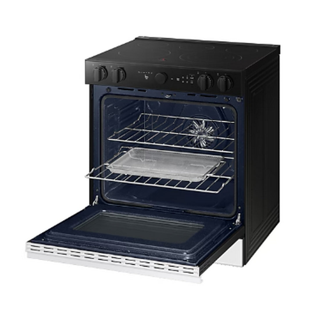 Samsung 30" 6.3 Cu. Ft. True Convection 5-Element Slide-In Electric Range White Glass - NSE6DB870012AC