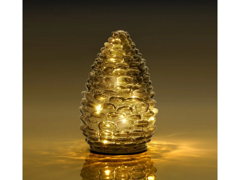 PINECONE 6"H LED LIGHT SMOKE GL