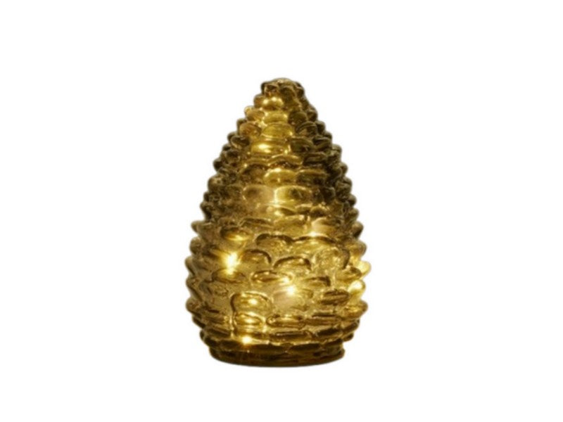 PINECONE 6"H LED LIGHT SMOKE GL