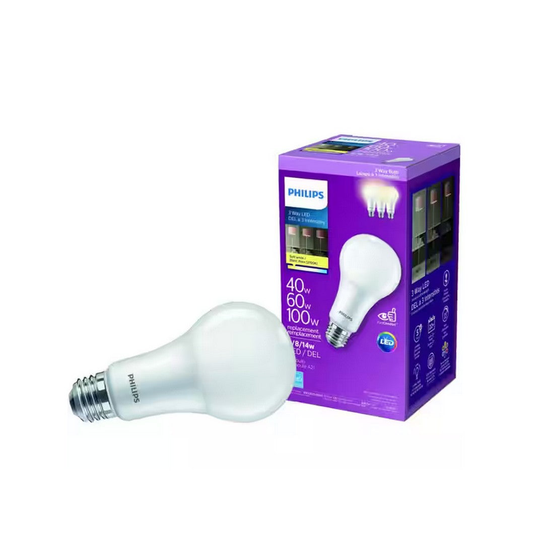 PHILIPS 5W/8W/14W A21 Medium Base Warm White LED Tri-light Bulb