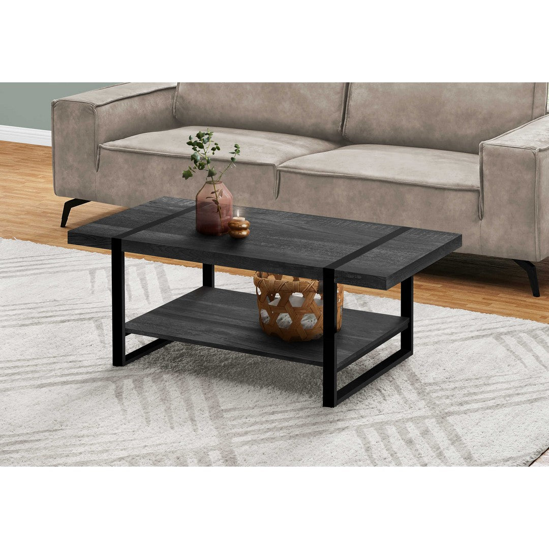 Monarch Specialties Coffee Table - Dark Taupe / Black Metal