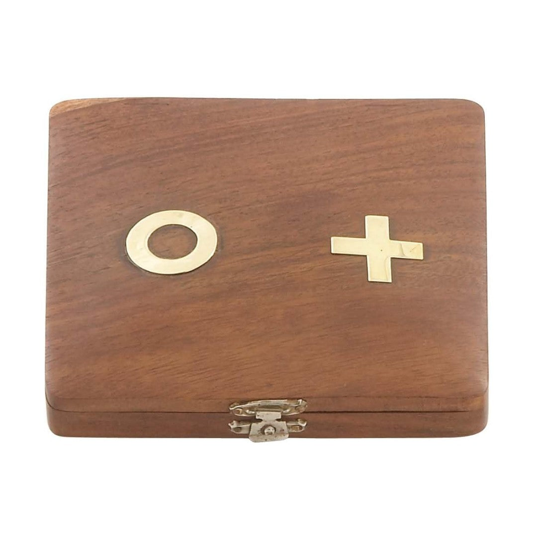 Wood Brass Tic Tac Toe Set