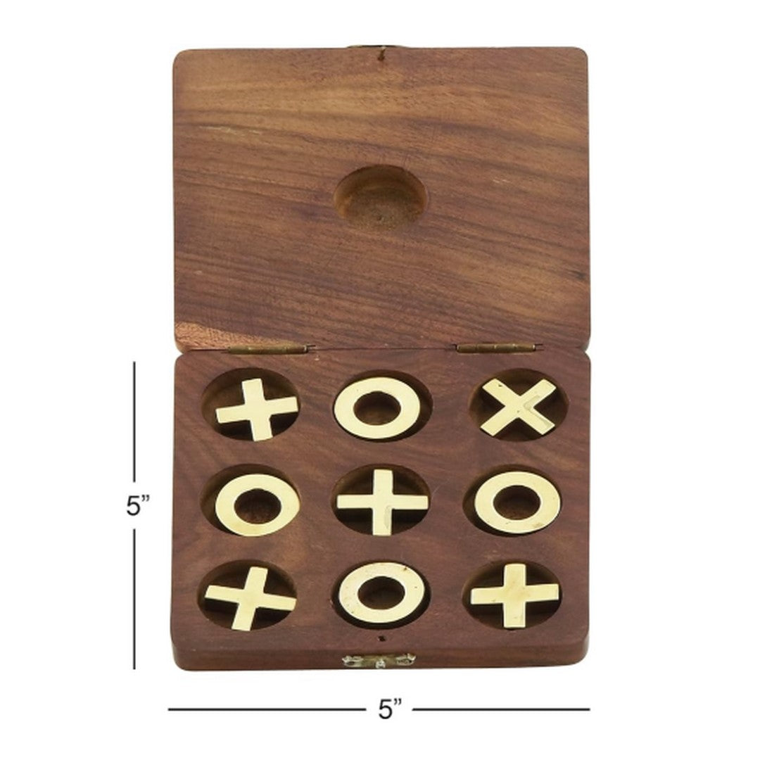 Wood Brass Tic Tac Toe Set