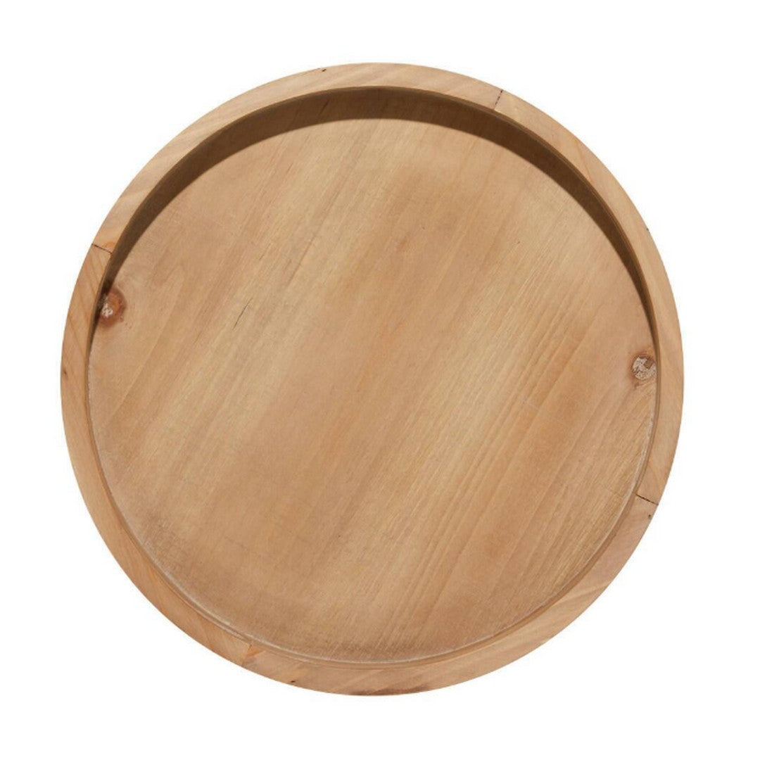 16 in. Black Large Round Wood End Accent Table with Brown Wood Top and Wire Basket Storage