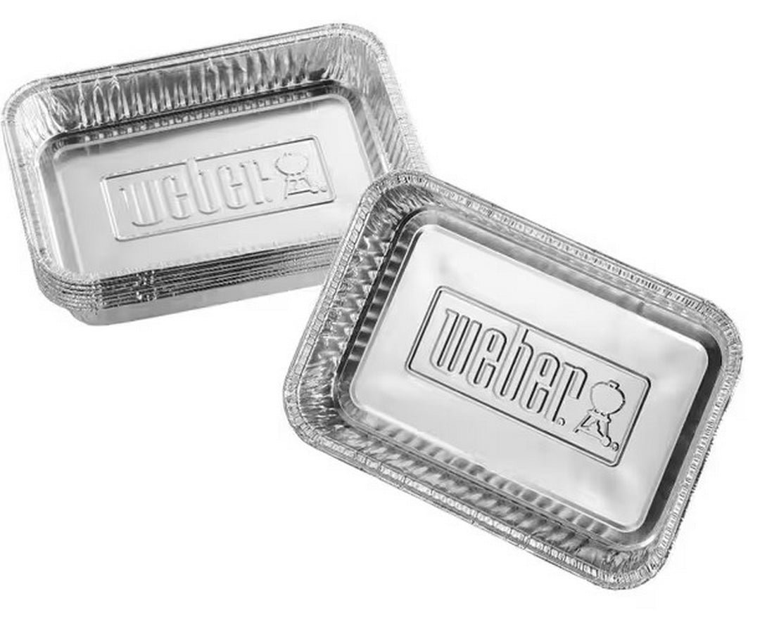 WEBER BBQ Aluminum Foil Drip Trays - 8.75" x 6", 10 Pack