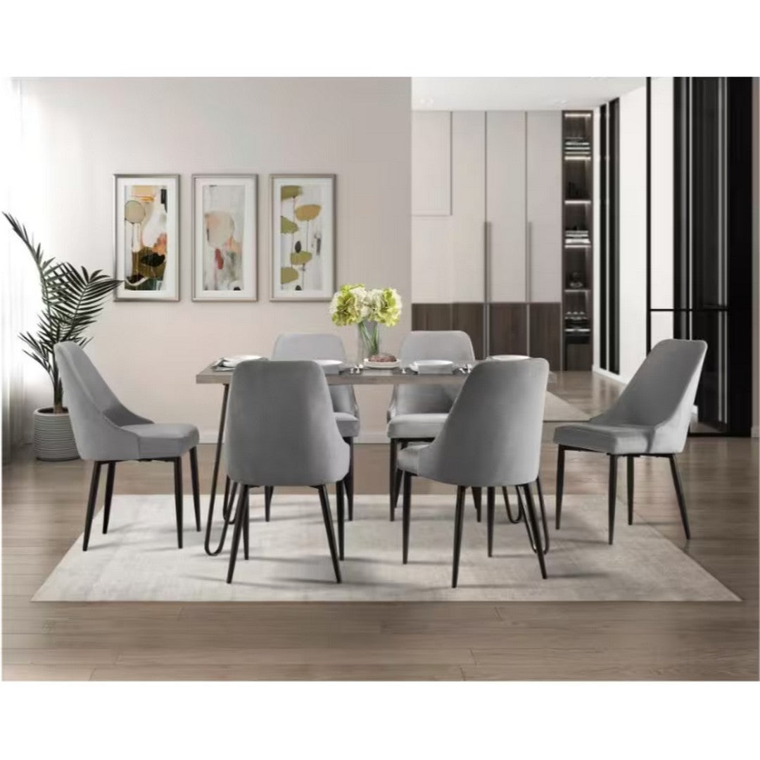 Keene Dining Chair with Metal Legs - Grey