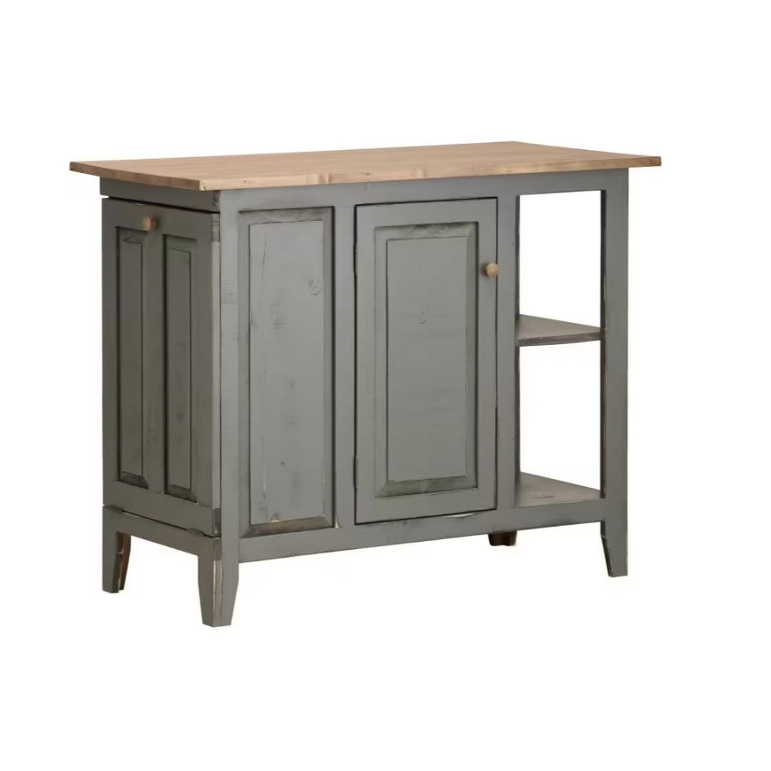 SPRINGWATER WOODCRAFT Kitchen Island with Tip Out Garbage Bin - Vintage Grey