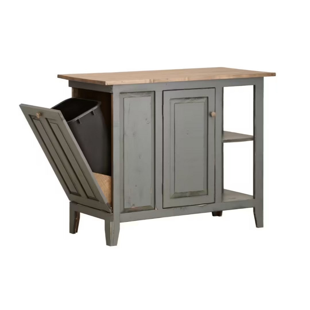 SPRINGWATER WOODCRAFT Kitchen Island with Tip Out Garbage Bin - Vintage Grey