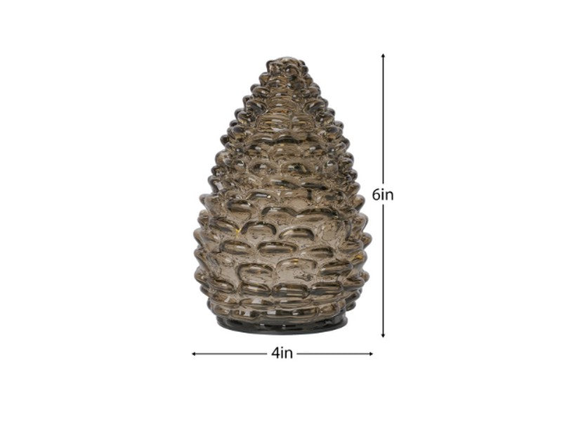 PINECONE 6"H LED LIGHT SMOKE GL