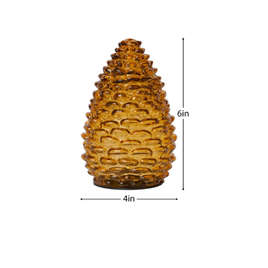 PINECONE 6"H LED LIGHT AMBER GL