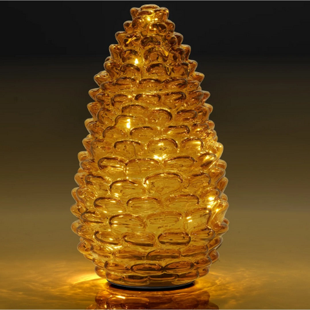 PINECONE 9"H LED LIGHT SMOKE GL