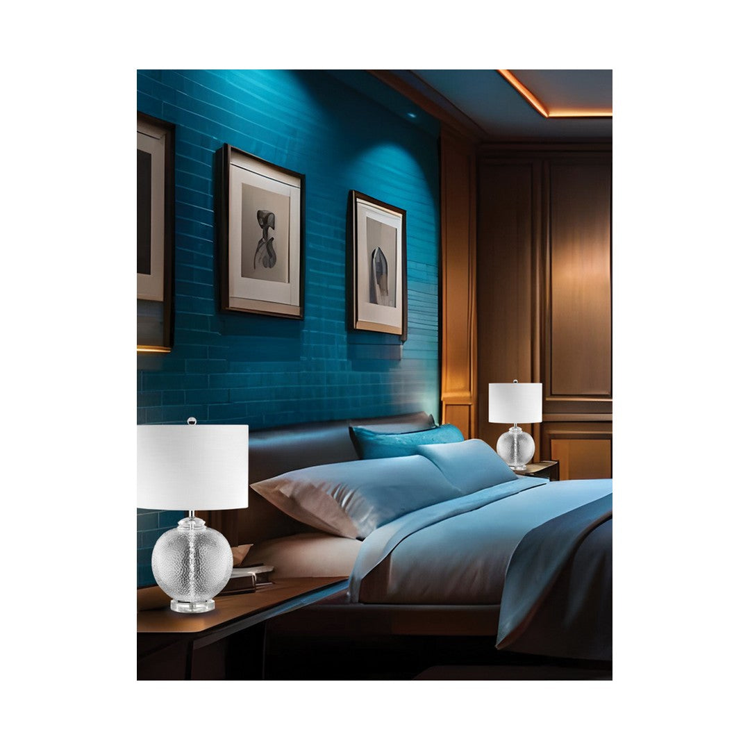 Taylor Glass Table Lamp with White Shade