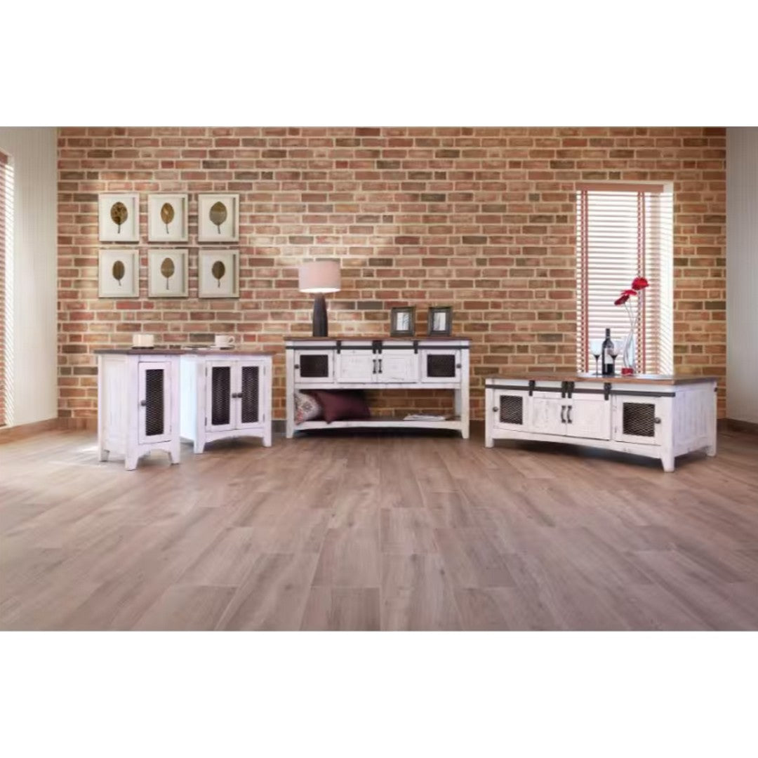 TABLE, END SQR PUEBLO WHITE